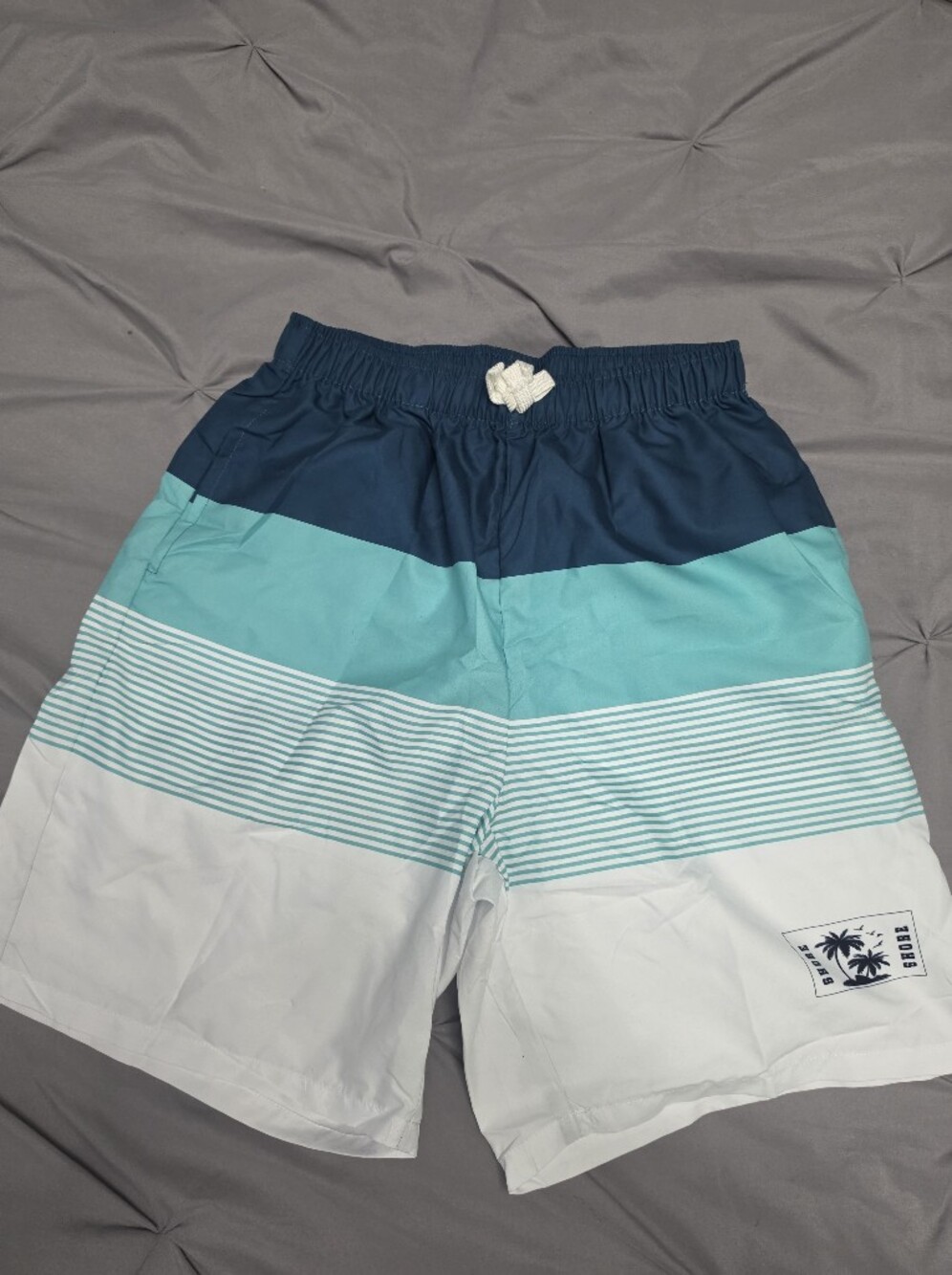 Kids Colorblock Aqua & Navy Swim Shorts
